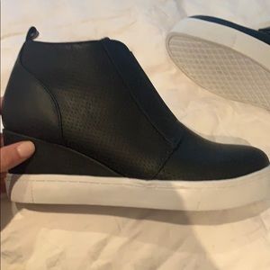 NWT Wedge Heel Suede High Top Sneakers with Zipper